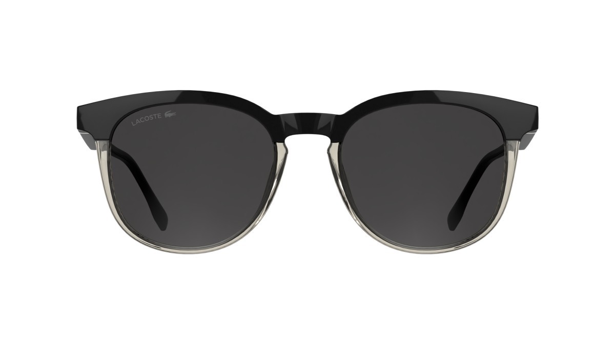 Sunglasses Lacoste L6073S (001) color black/transparent blush shape rectangle lenses solid grey