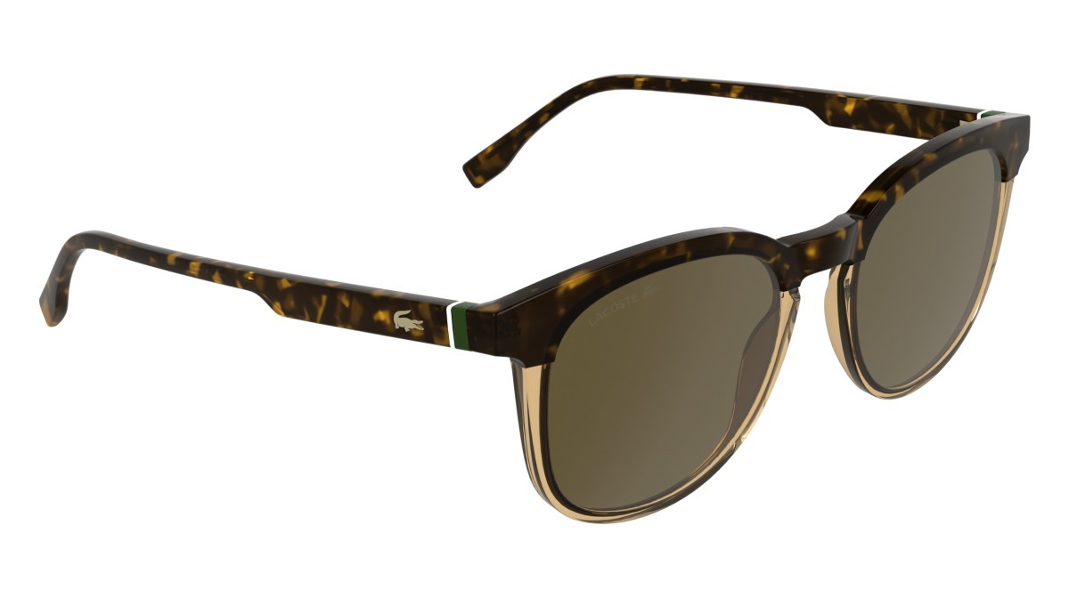 Sunglasses Lacoste L6073S (217) color havana/transparent caramel shape rectangle lenses solid brown