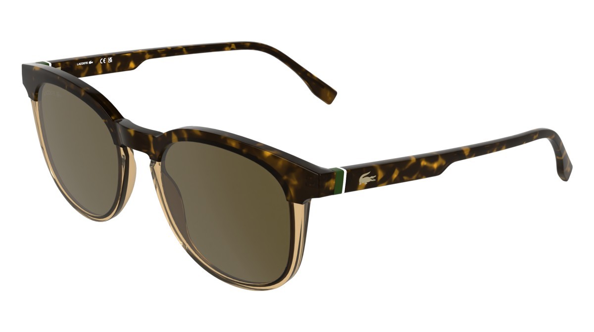 Sunglasses Lacoste L6073S (217) color havana/transparent caramel shape rectangle lenses solid brown