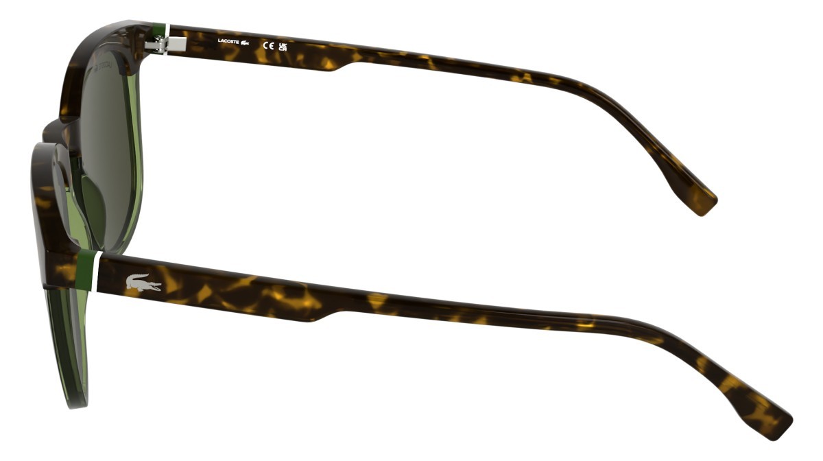 Sunglasses Lacoste L6073S (223) color havana/transparent light green shape rectangle lenses solid green