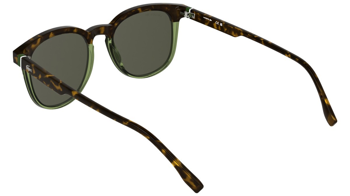 Sunglasses Lacoste L6073S (223) color havana/transparent light green shape rectangle lenses solid green
