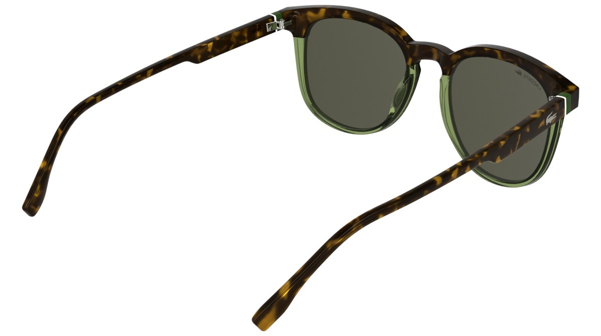 Sunglasses Lacoste L6073S (223) color havana/transparent light green shape rectangle lenses solid green