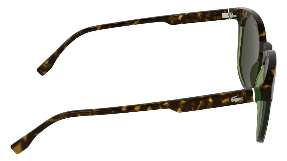Sunglasses Lacoste L6073S (223) color havana/transparent light green shape rectangle lenses solid green