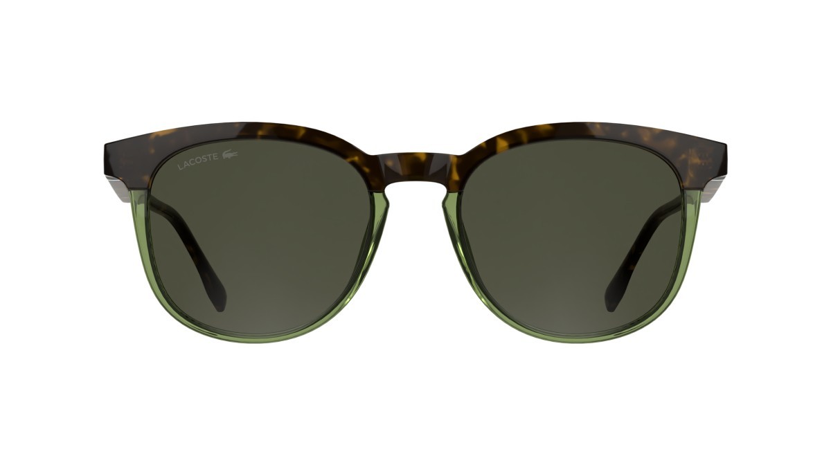 Sunglasses Lacoste L6073S (223) color havana/transparent light green shape rectangle lenses solid green