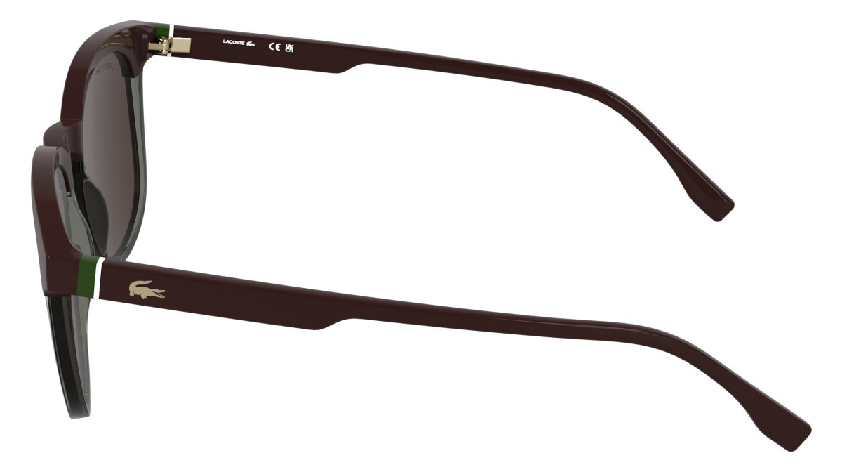 Sunglasses Lacoste L6073S (601) color burgundy/ transparent grey shape rectangle lenses solid wine