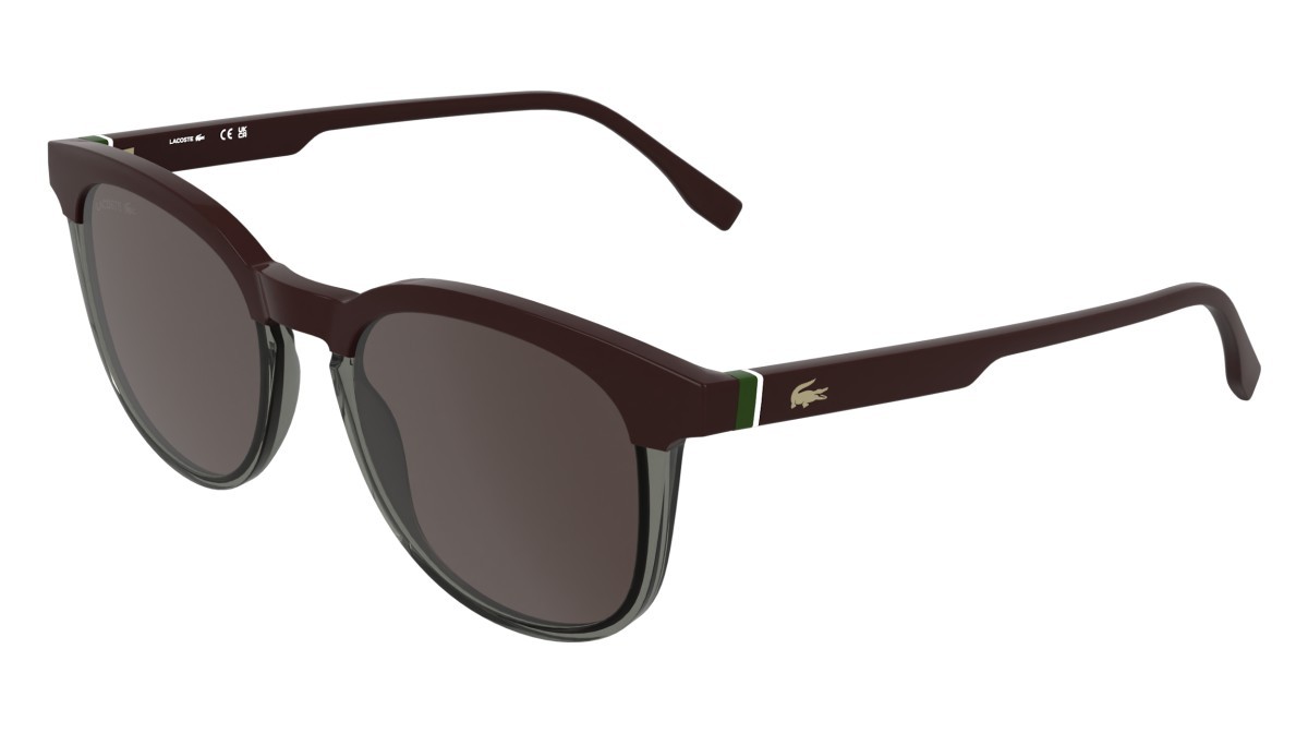 Sunglasses Lacoste L6073S (601) color burgundy/ transparent grey shape rectangle lenses solid wine