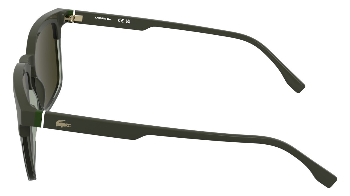 Sunglasses Lacoste L6074S (202) color taupe/transparent taupe shape rectangle lenses solid khaki