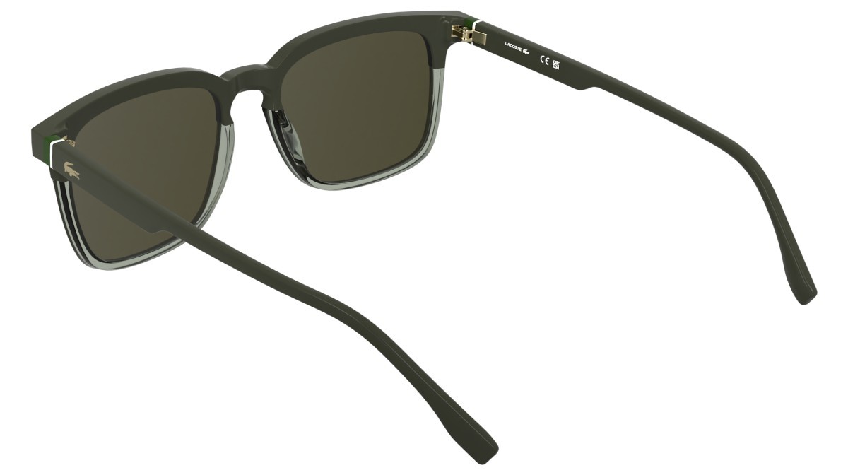 Sunglasses Lacoste L6074S (202) color taupe/transparent taupe shape rectangle lenses solid khaki