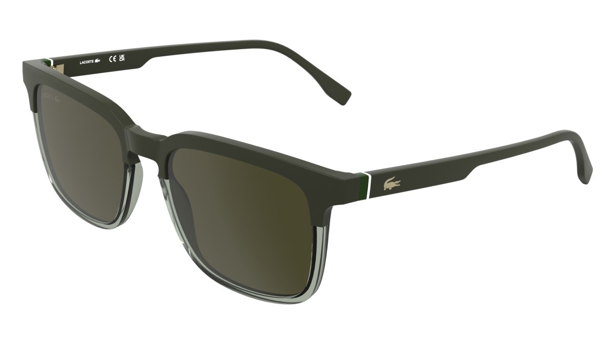Sunglasses Lacoste L6074S (202) color taupe/transparent taupe shape rectangle lenses solid khaki