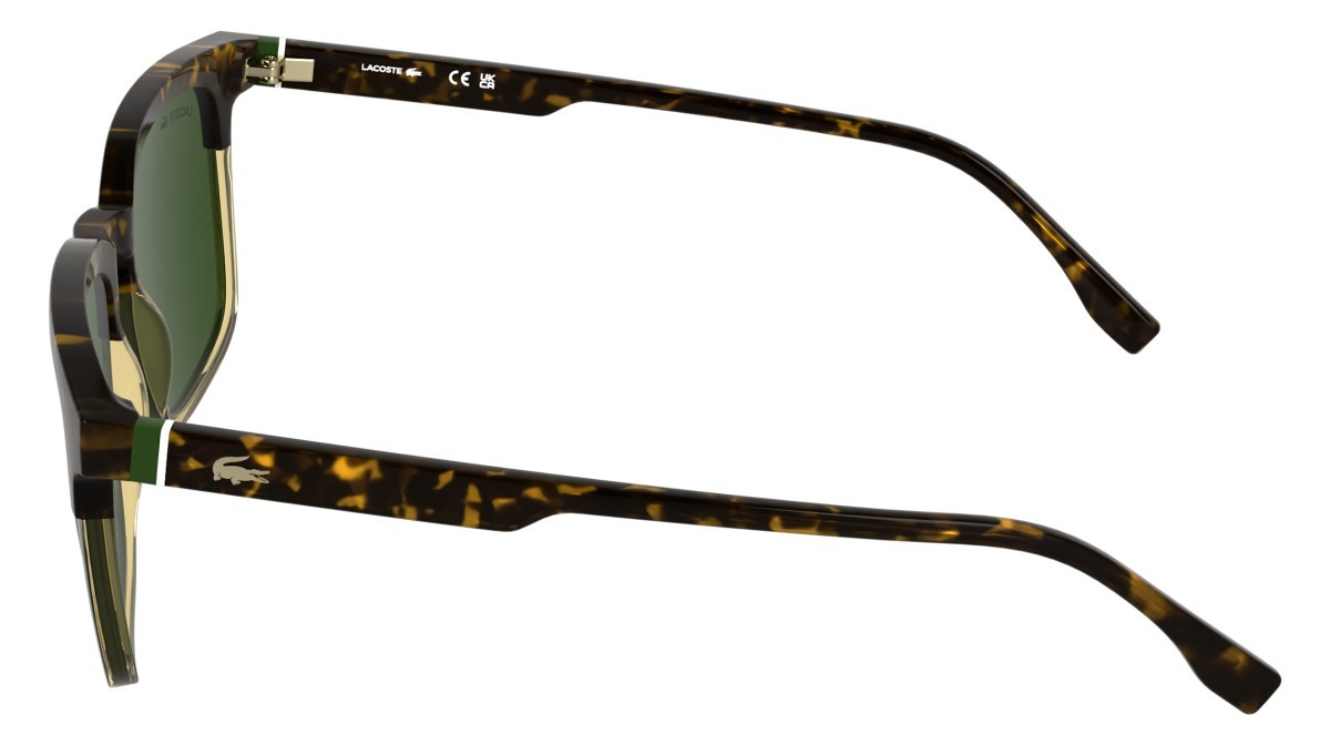 Sunglasses Lacoste L6074S (212) color havana/transparent h0ney shape rectangle lenses solid green