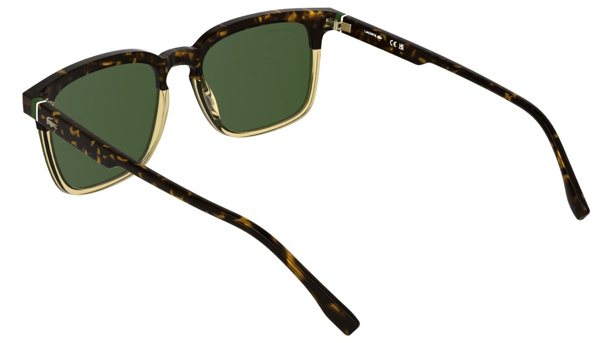 Sunglasses Lacoste L6074S (212) color havana/transparent h0ney shape rectangle lenses solid green