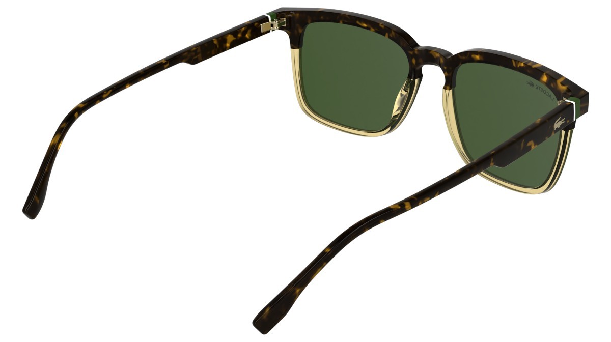 Sunglasses Lacoste L6074S (212) color havana/transparent h0ney shape rectangle lenses solid green