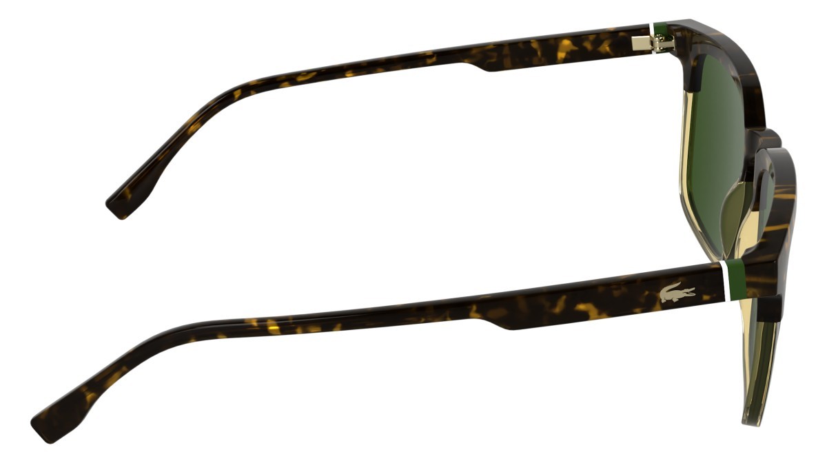 Sunglasses Lacoste L6074S (212) color havana/transparent h0ney shape rectangle lenses solid green
