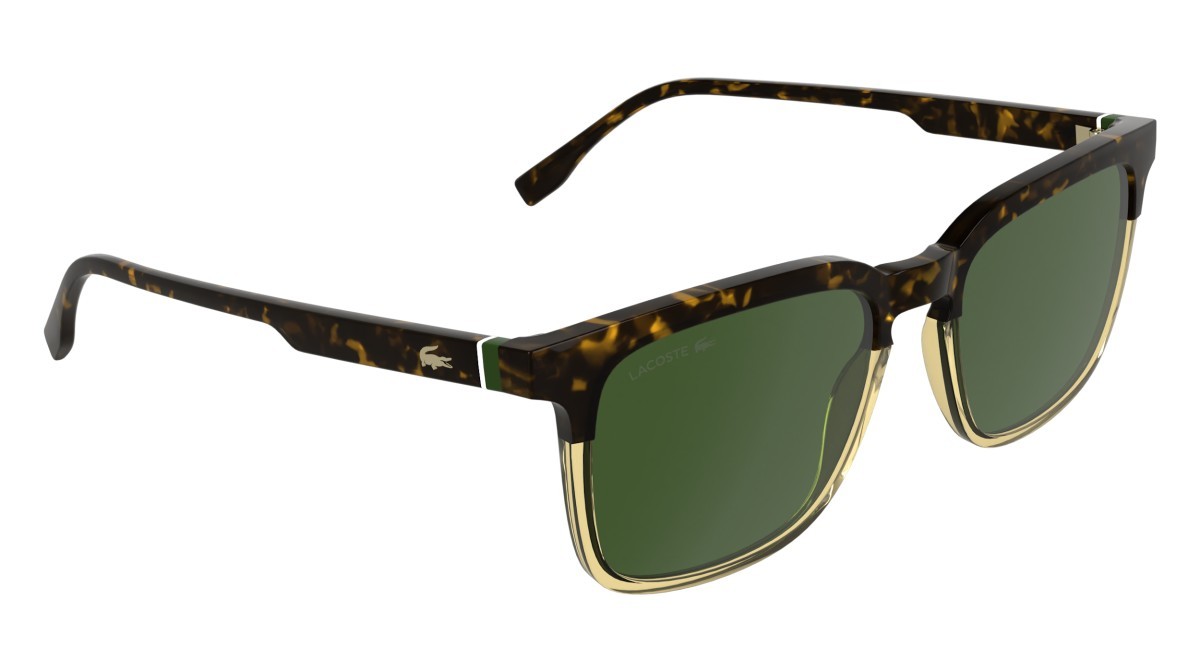 Sunglasses Lacoste L6074S (212) color havana/transparent h0ney shape rectangle lenses solid green