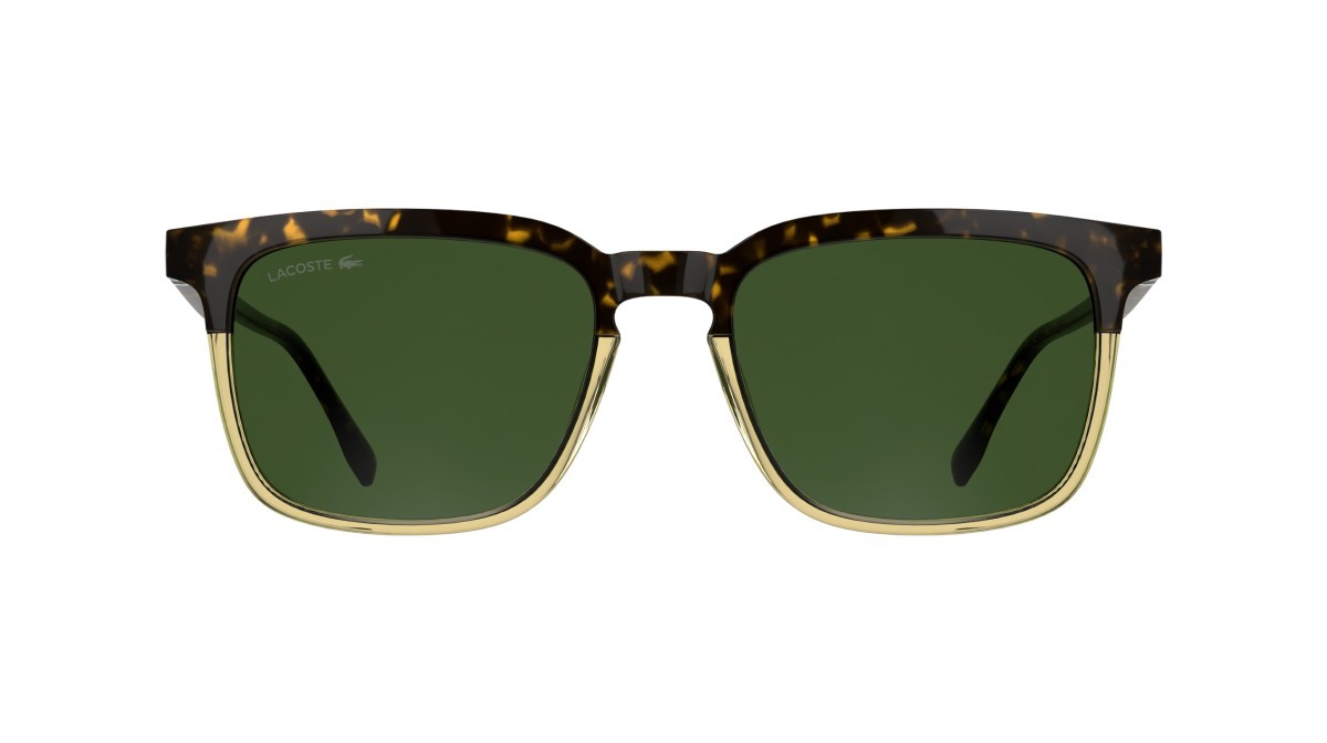 Sunglasses Lacoste L6074S (212) color havana/transparent h0ney shape rectangle lenses solid green