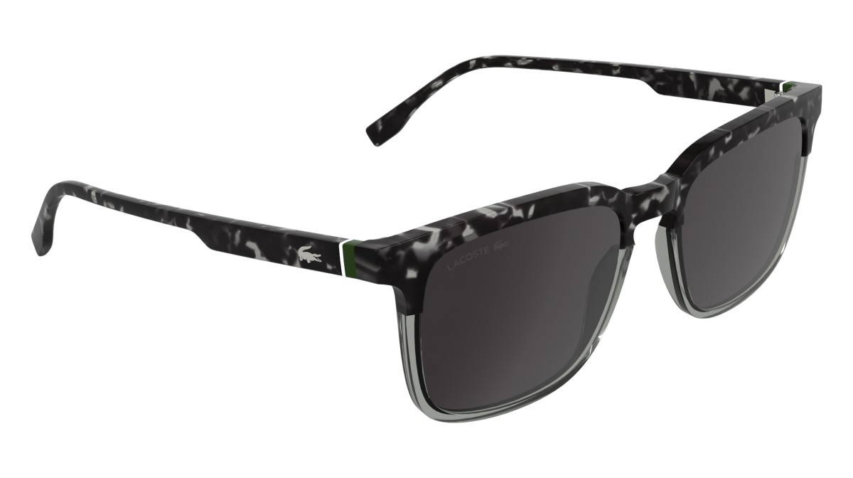Sunglasses Lacoste L6074S (240) color havana grey/transparent grey shape rectangle lenses solid grey