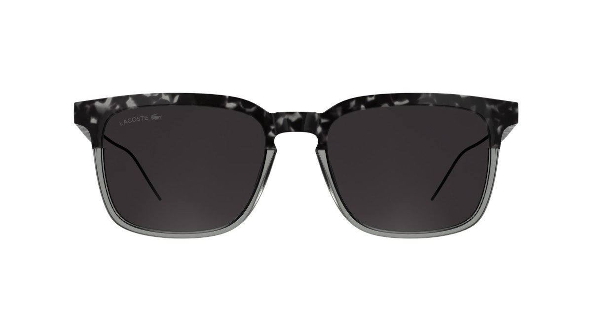 Sunglasses Lacoste L6074S (240) color havana grey/transparent grey shape rectangle lenses solid grey