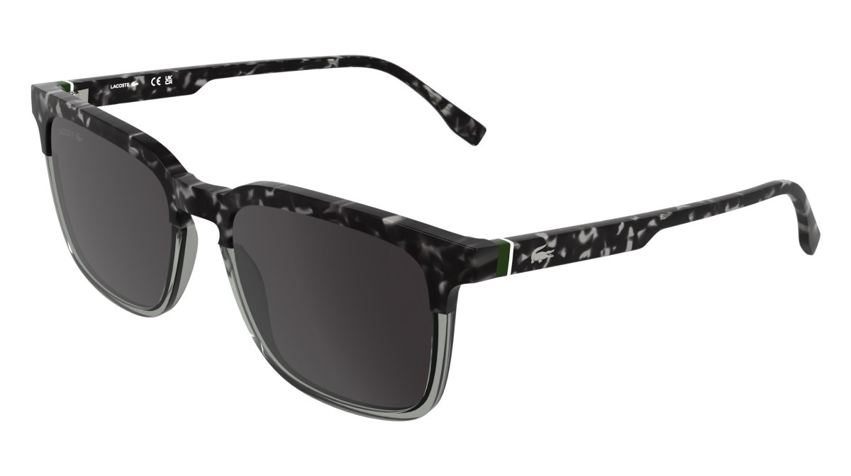 Sunglasses Lacoste L6074S (240) color havana grey/transparent grey shape rectangle lenses solid grey