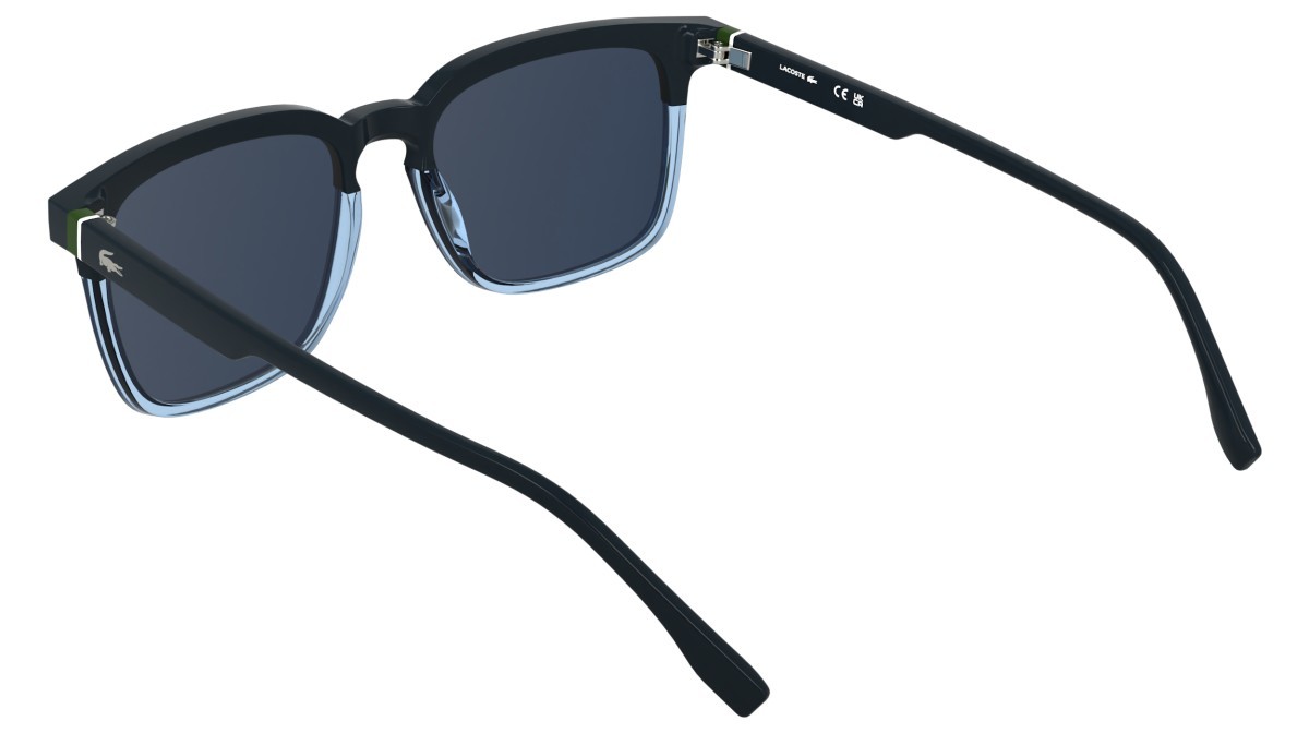 Sunglasses Lacoste L6074S (410) color blue/transparent azure shape rectangle lenses solid blue