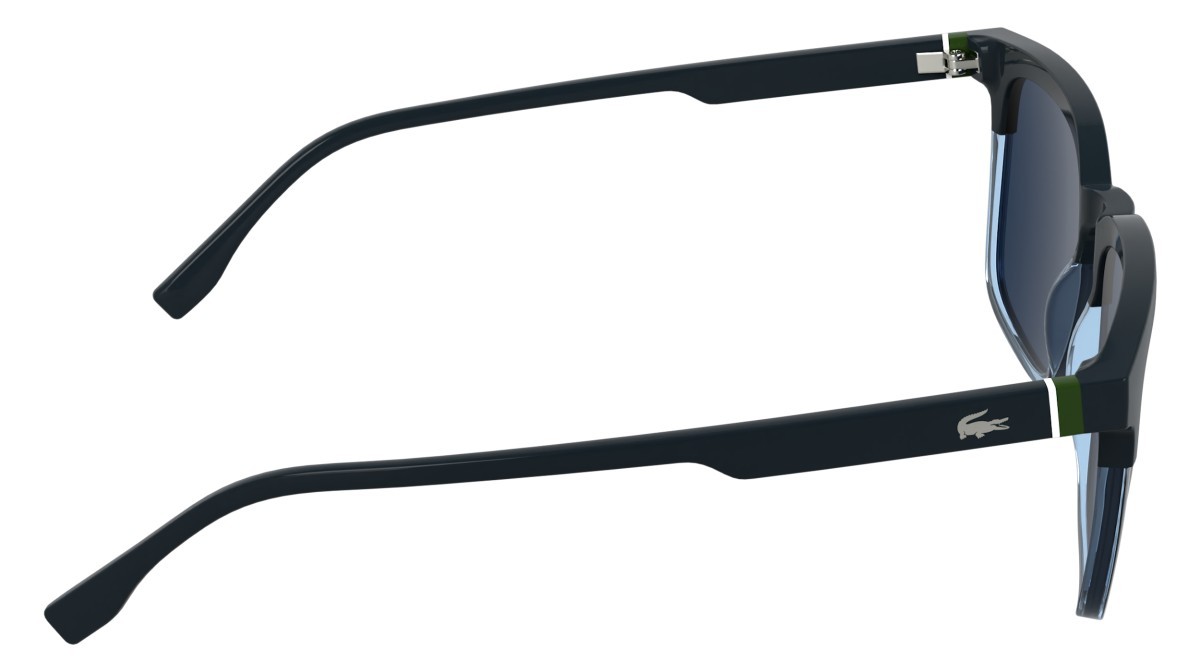 Sunglasses Lacoste L6074S (410) color blue/transparent azure shape rectangle lenses solid blue