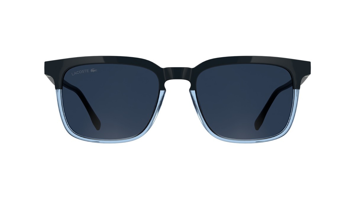 Sunglasses Lacoste L6074S (410) color blue/transparent azure shape rectangle lenses solid blue