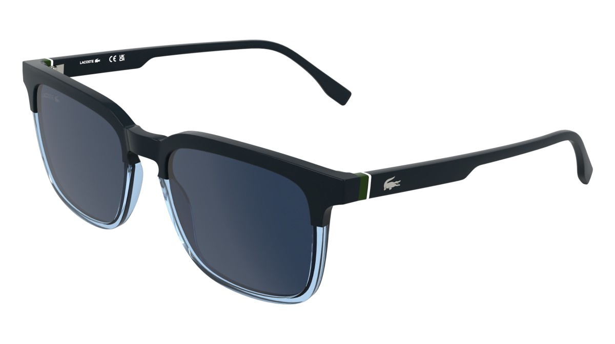 Sunglasses Lacoste L6074S (410) color blue/transparent azure shape rectangle lenses solid blue