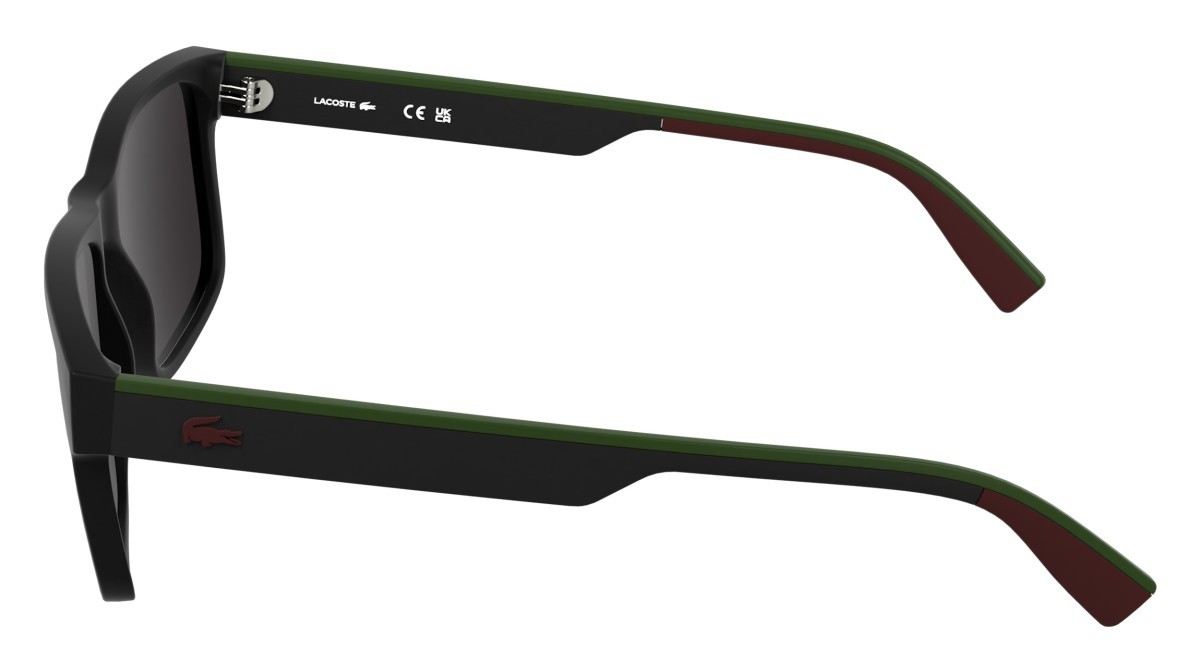 Sunglasses Lacoste L6076S (002) color matte black shape rectangle lenses solid grey