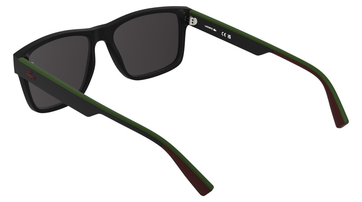Sunglasses Lacoste L6076S (002) color matte black shape rectangle lenses solid grey