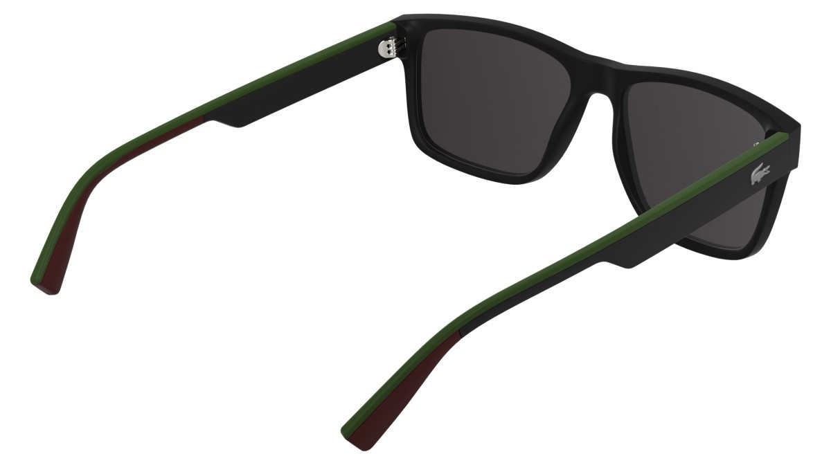 Sunglasses Lacoste L6076S (002) color matte black shape rectangle lenses solid grey