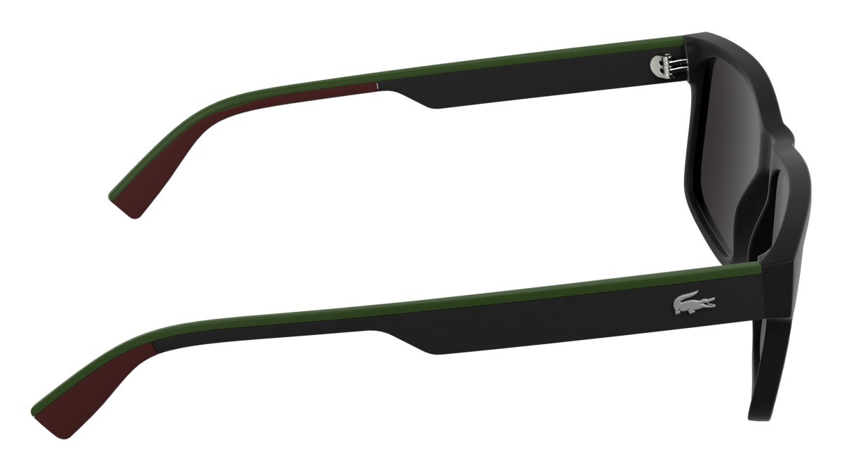 Sunglasses Lacoste L6076S (002) color matte black shape rectangle lenses solid grey