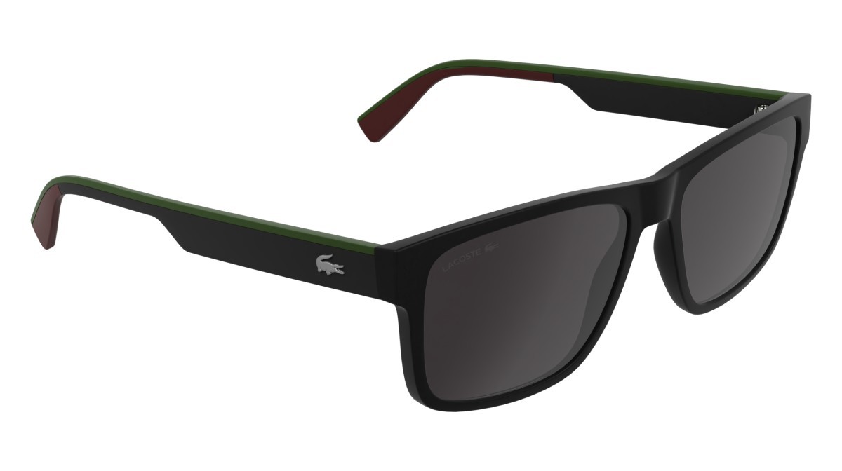 Sunglasses Lacoste L6076S (002) color matte black shape rectangle lenses solid grey