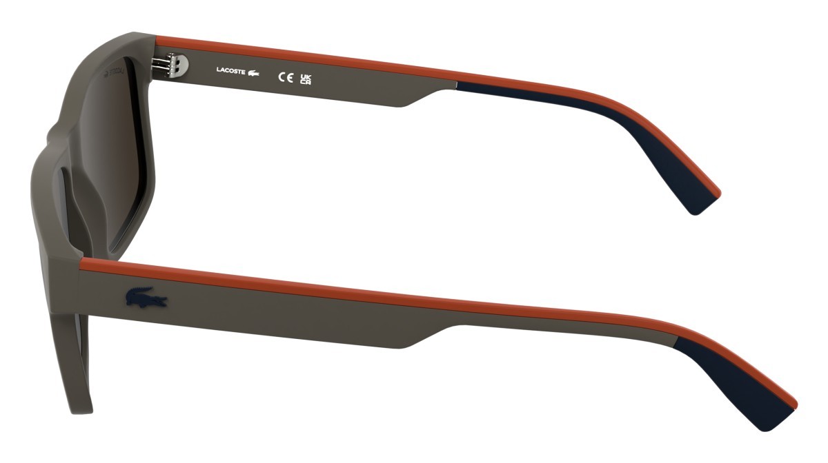 Sunglasses Lacoste L6076S (202) color matte taupe shape rectangle lenses solid brown