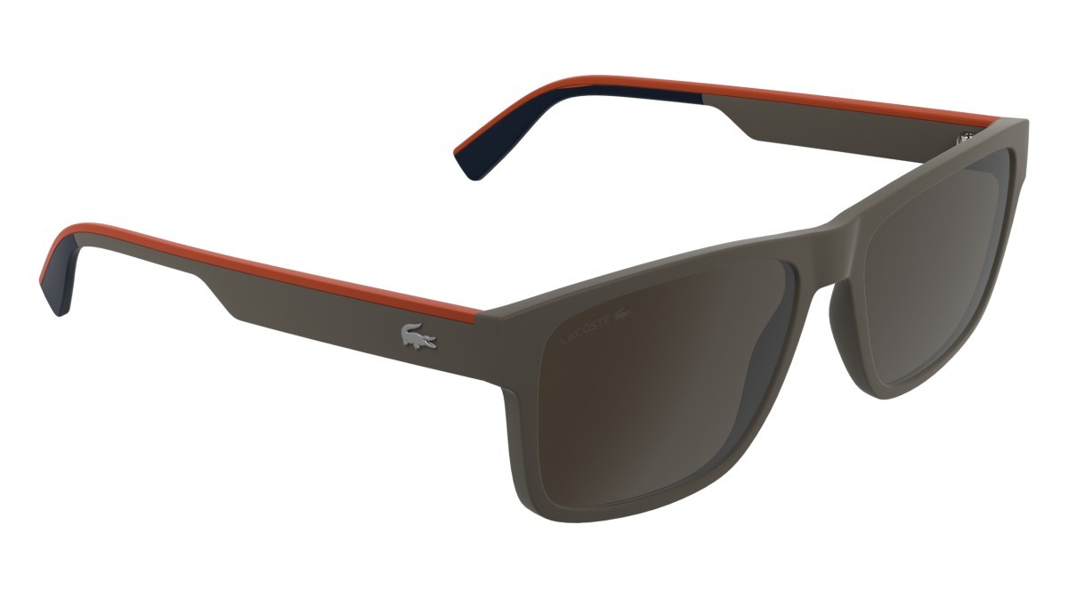 Sunglasses Lacoste L6076S (202) color matte taupe shape rectangle lenses solid brown