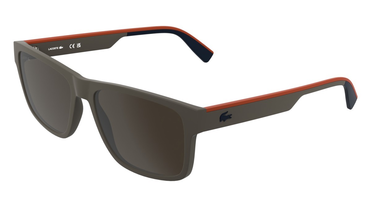 Sunglasses Lacoste L6076S (202) color matte taupe shape rectangle lenses solid brown