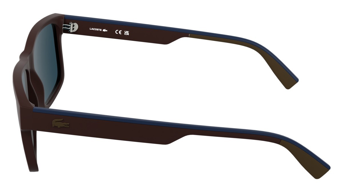 Sunglasses Lacoste L6076S (601) color matte burgungy shape rectangle lenses solid blue