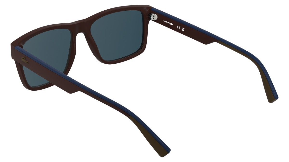 Sunglasses Lacoste L6076S (601) color matte burgungy shape rectangle lenses solid blue