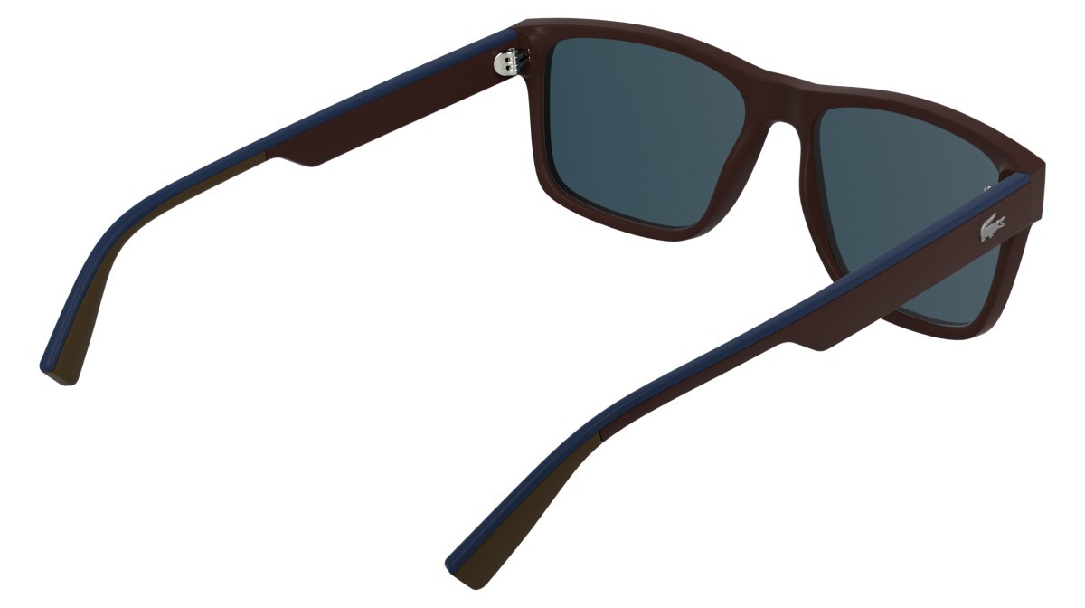 Sunglasses Lacoste L6076S (601) color matte burgungy shape rectangle lenses solid blue
