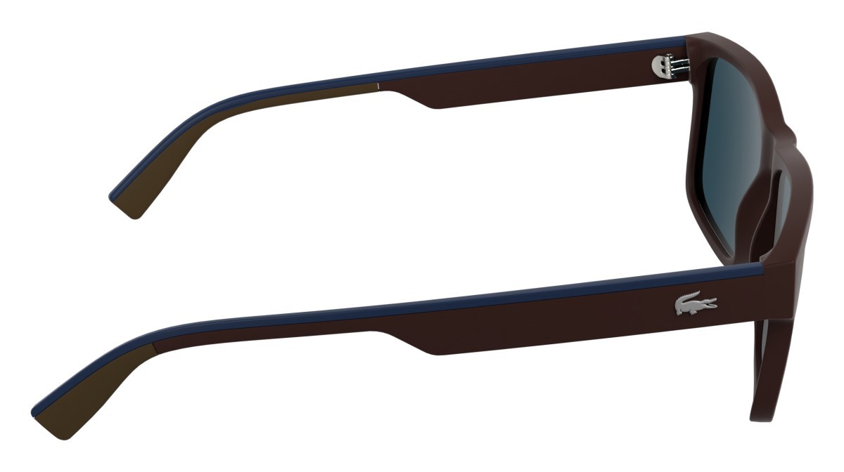 Sunglasses Lacoste L6076S (601) color matte burgungy shape rectangle lenses solid blue