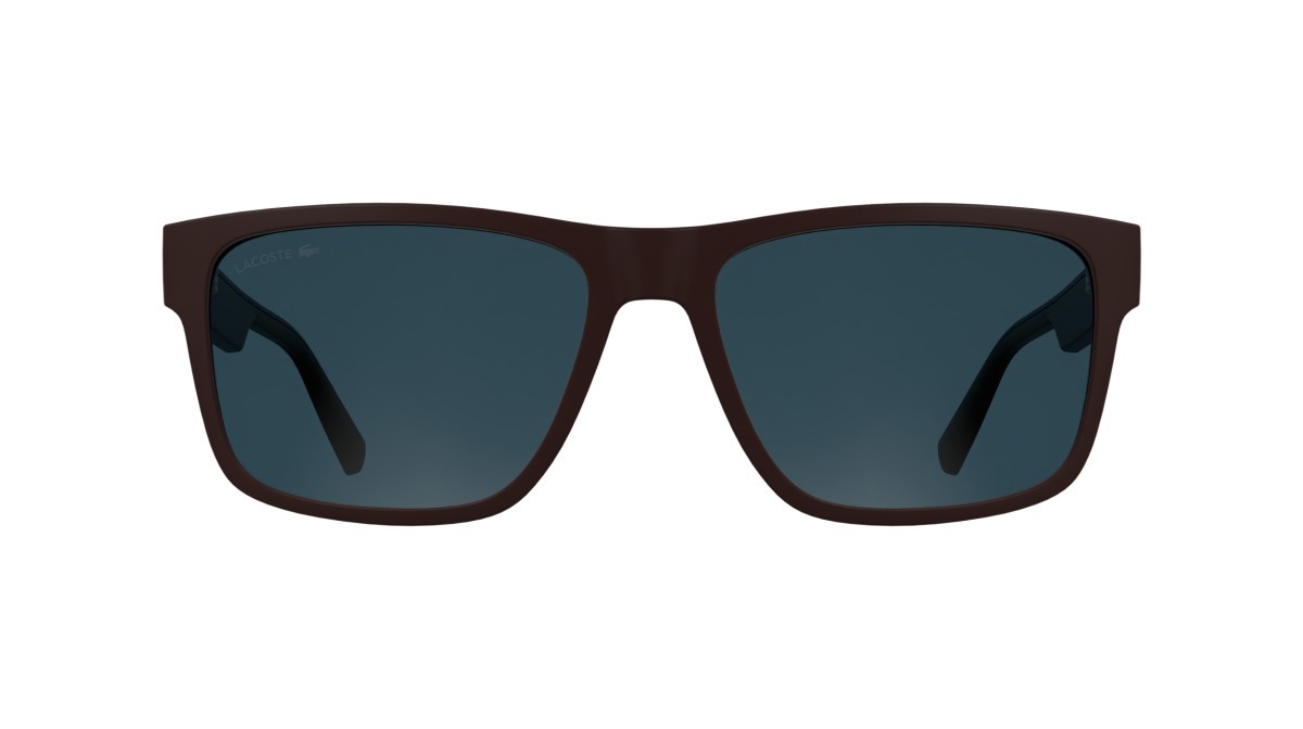 Sunglasses Lacoste L6076S (601) color matte burgungy shape rectangle lenses solid blue
