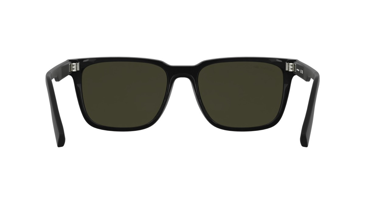 Sunglasses Lacoste L6077S (001) color black shape rectangle lenses azure mirror