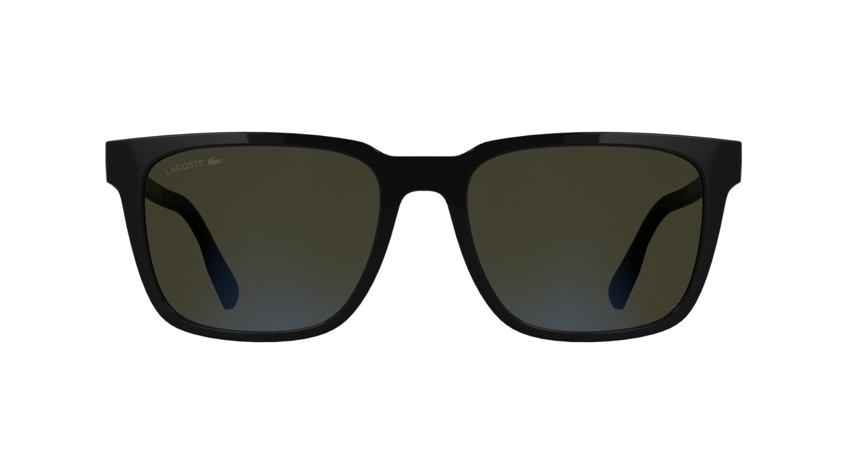 Sunglasses Lacoste L6077S (001) color black shape rectangle lenses azure mirror