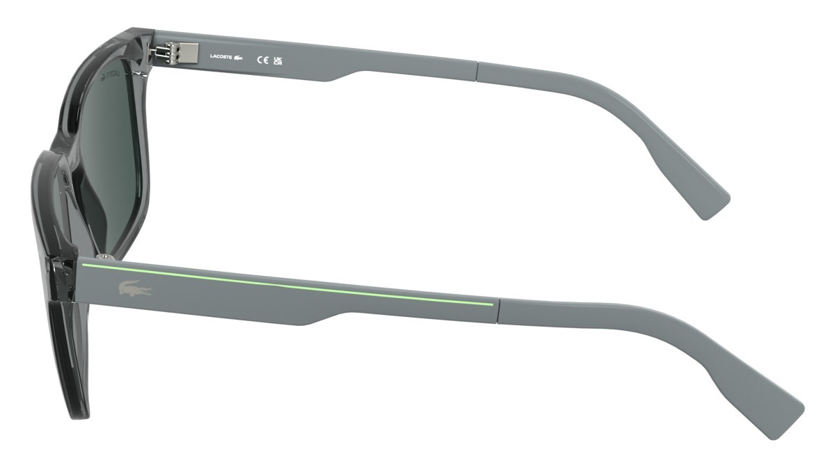 Sunglasses Lacoste L6077S (035) color transparent grey shape rectangle lenses solid green