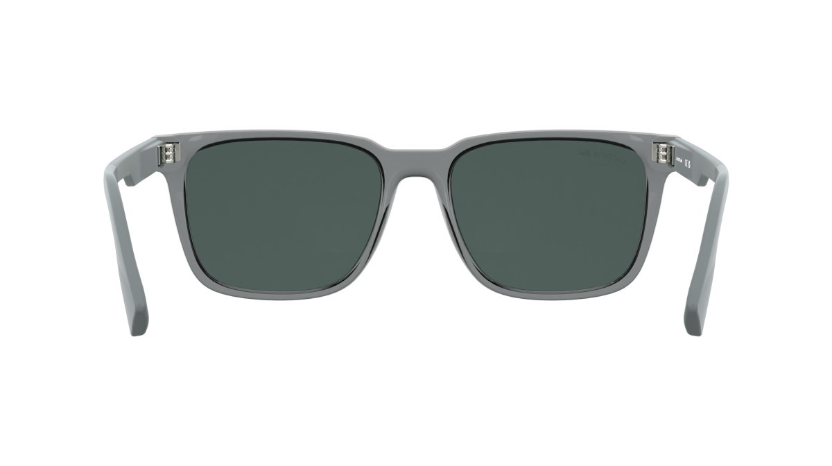 Sunglasses Lacoste L6077S (035) color transparent grey shape rectangle lenses solid green