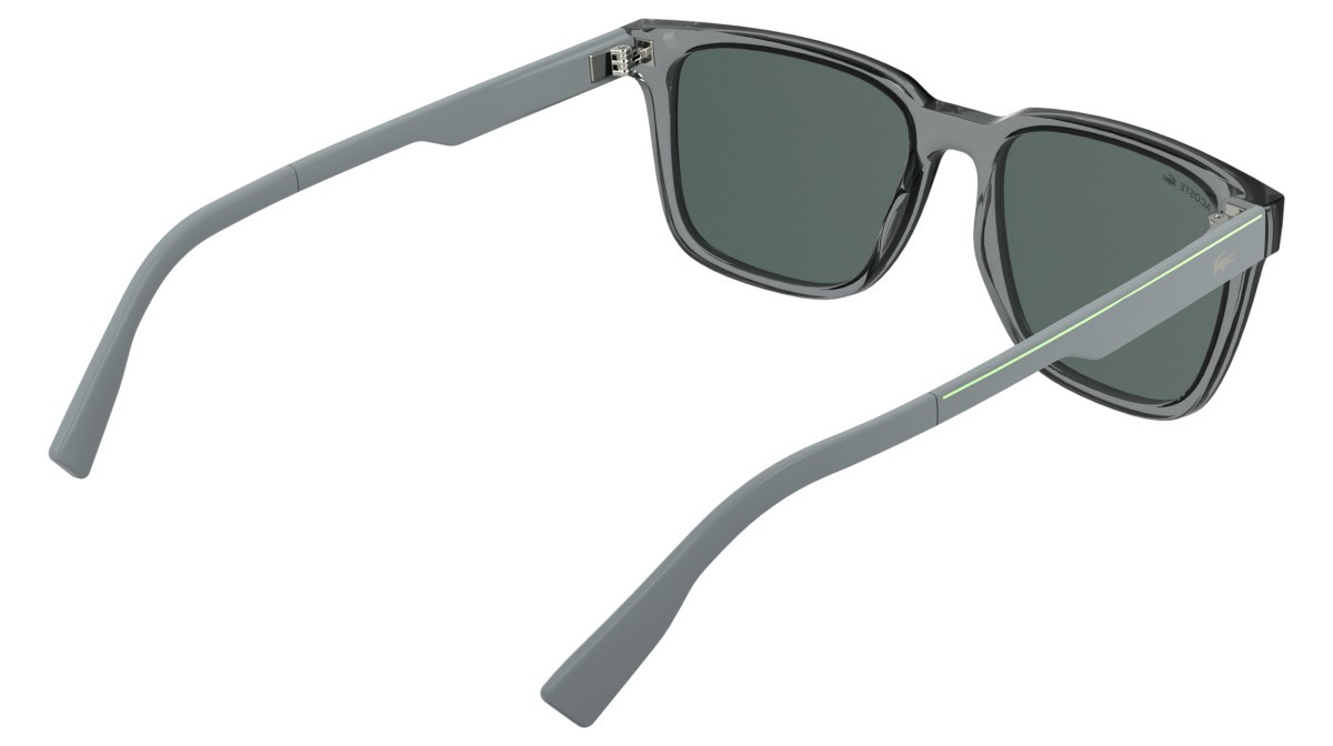 Sunglasses Lacoste L6077S (035) color transparent grey shape rectangle lenses solid green