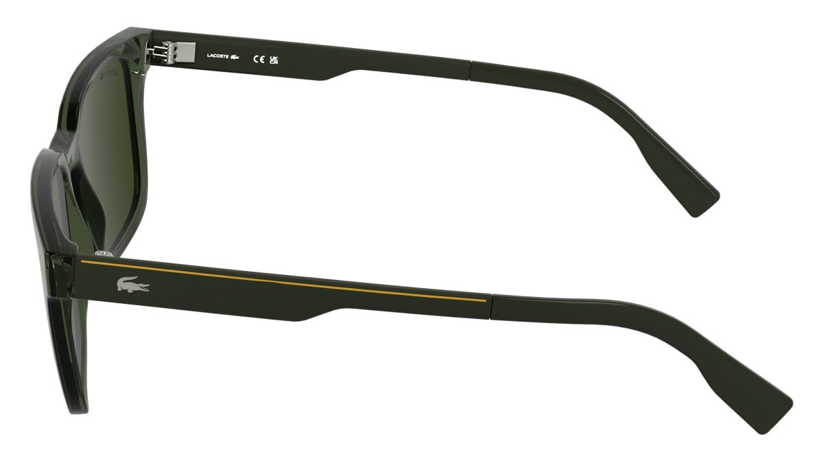 Sunglasses Lacoste L6077S (301) color transparent green shape rectangle lenses solid khaky