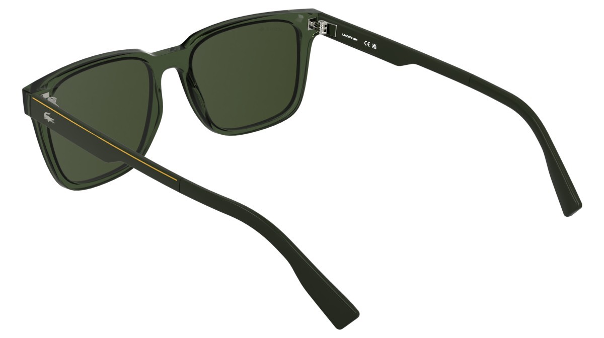 Sunglasses Lacoste L6077S (301) color transparent green shape rectangle lenses solid khaky