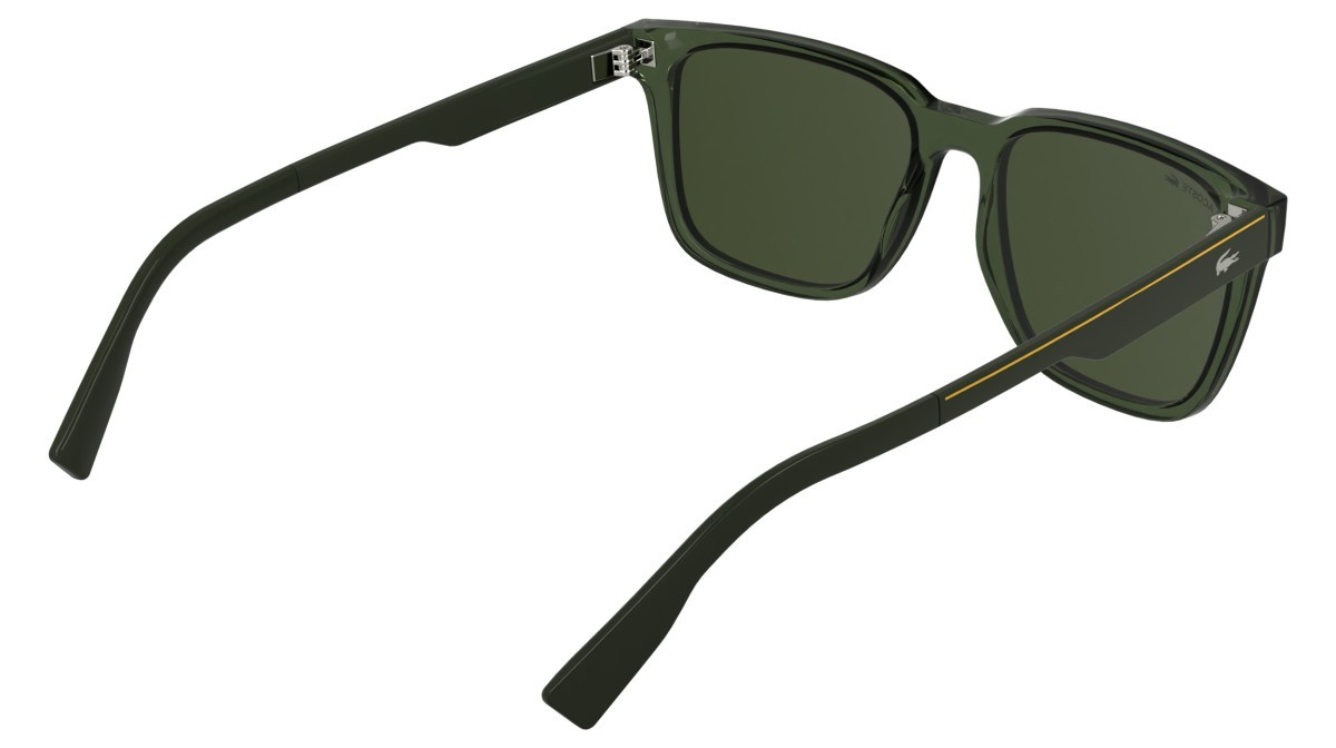 Sunglasses Lacoste L6077S (301) color transparent green shape rectangle lenses solid khaky