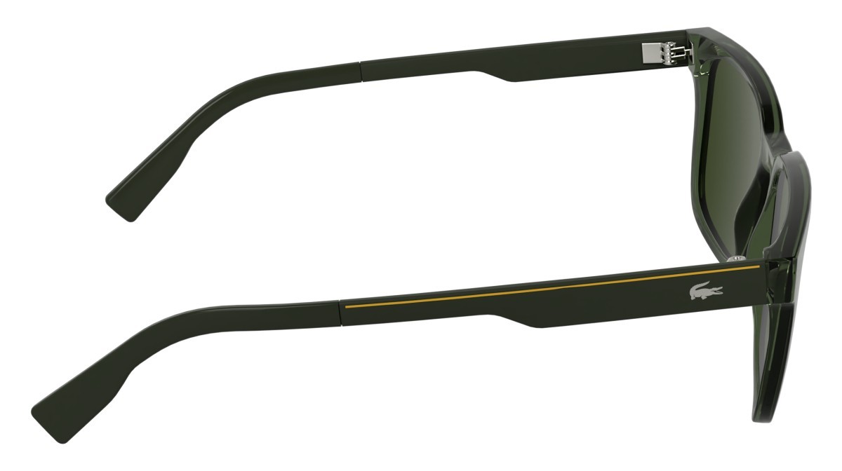 Sunglasses Lacoste L6077S (301) color transparent green shape rectangle lenses solid khaky