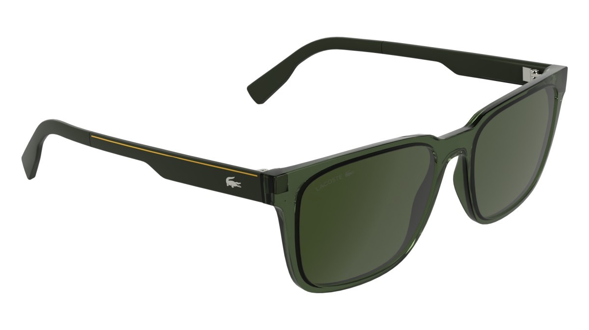 Sunglasses Lacoste L6077S (301) color transparent green shape rectangle lenses solid khaky