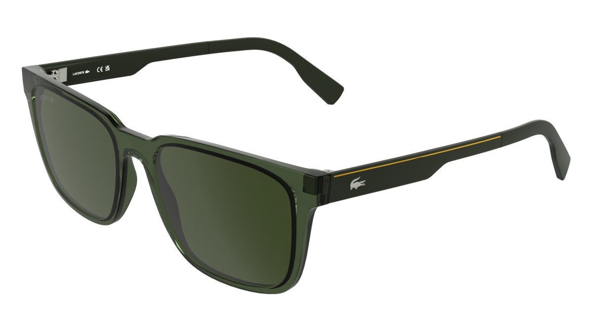 Sunglasses Lacoste L6077S (301) color transparent green shape rectangle lenses solid khaky